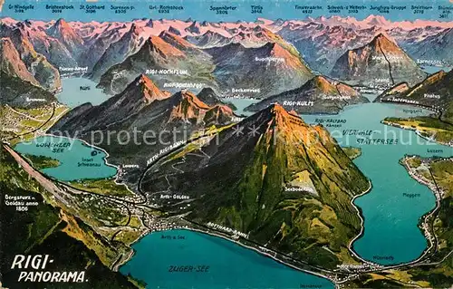 AK / Ansichtskarte Rigi Kulm und Umgebung Seen Alpenpanorama aus der Vogelperspektive Kat. Rigi Kulm