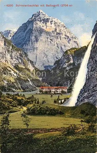 AK / Ansichtskarte Linthal Glarus Wasserfall Schreienbachfall mit Selbsanft Glarner Alpen Kat. Linthal