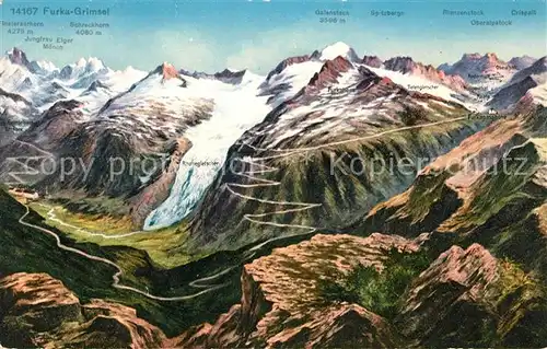AK / Ansichtskarte Furka Grimsel Alpenpass Rhonegletscher Alpenpanorama Kat. Furka