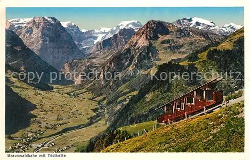 AK / Ansichtskarte Braunwald GL Braunwaldbahn mit Toedikette Kat. Braunwald