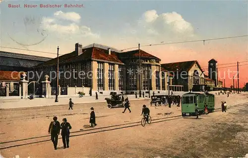 AK / Ansichtskarte Basel BS Neuer Badischer Bahnhof Strassenbahn Kat. Basel