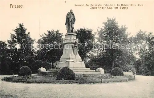 AK / Ansichtskarte Friesack Denkmal Kurfuerst Friedrich I Hohenzollernpark Kat. Friesack