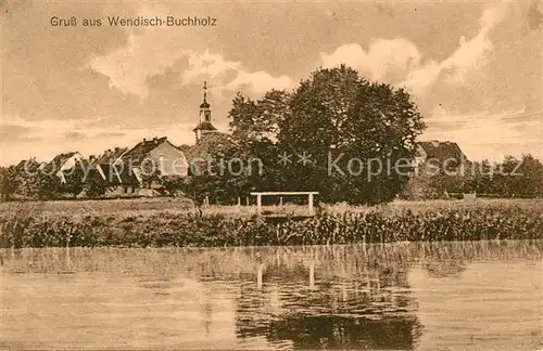 AK / Ansichtskarte Wendisch Buchholz Blick uebers Wasser zum Ort Kat. Maerkisch Buchholz Spreewald