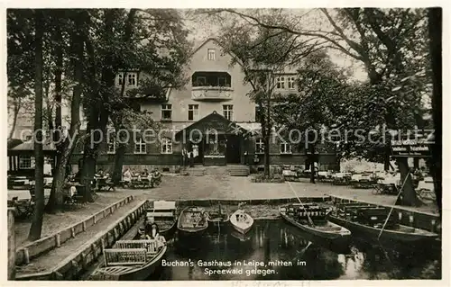 AK / Ansichtskarte Leipe Buchan s Gasthaus Wasserstrasse Kahn Kat. Luebbenau Spreewald