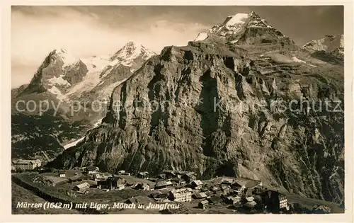 AK / Ansichtskarte Muerren BE Gesamtansicht mit Alpenpanorama Eiger Moench Jungfrau Berner Alpen Kat. Muerren