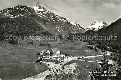 AK / Ansichtskarte Maloja GR Berghotel Malojakulm mit Forno und La Margna Alpenpanorama Kat. Maloja Graubuenden