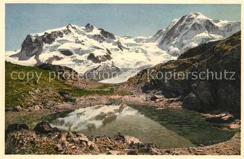 AK / Ansichtskarte Zermatt VS Riffelsee Bergsee Monte Rosa Lyskamm Gebirgspanorama Walliser Alpen Kat. Zermatt