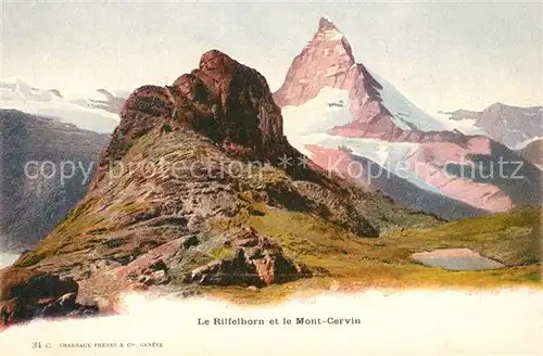 AK / Ansichtskarte Riffelhorn et le Mont Cervin Matterhorn Gebirgspanorama Walliser Alpen Kat. Riffelhorn