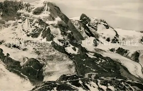 AK / Ansichtskarte Gornergrat Zermatt Berghotel Breithorn Kleines Matterhorn Gebirgspanorama Walliser Alpen Fliegeraufnahme Kat. Gornergrat