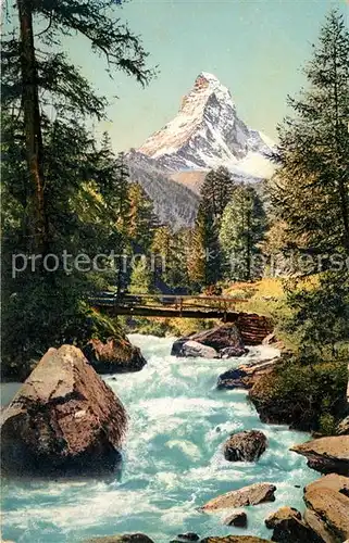 AK / Ansichtskarte Zermatt VS Partie an der Visp Blick zum Matterhorn Landschaftspanorama Walliser Alpen Kat. Zermatt