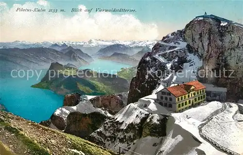 AK / Ansichtskarte Pilatus Kulm Berghotel Blick auf Vierwaldstaettersee Alpenpanorama Kat. Pilatus Kulm