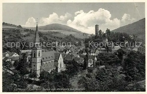 AK / Ansichtskarte Eppstein Taunus Blick vom Malerplatz mit Kirche und Burg Kat. Eppstein