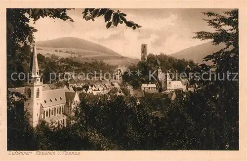 AK / Ansichtskarte Eppstein Taunus Teilansicht mit Kirche und Burg Kat. Eppstein