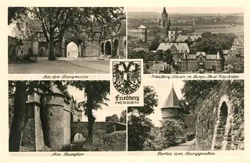 AK / Ansichtskarte Friedberg Hessen Burgwache Burg Bad Nauheim Burgtor Burggraben Kat. Friedberg (Hessen)