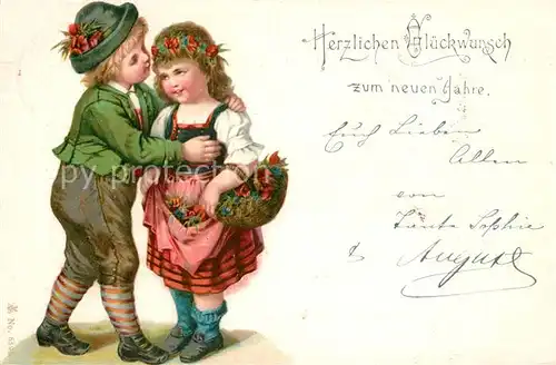 AK / Ansichtskarte Neujahr Kinder Litho  Kat. Greetings