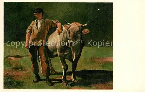 AK / Ansichtskarte Koller Rudolf Friedli mit der Kuh  Kat. Kuenstlerkarte