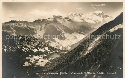 AK / Ansichtskarte Lac Champex Vue sur la Vallee du Grand Saint Bernard Alpenpanorama Kat. Champex Lac