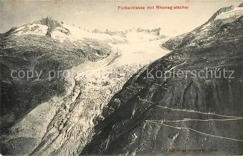 AK / Ansichtskarte Furka Furkastrasse mit Rhonegletscher Alpenpass Kat. Furka