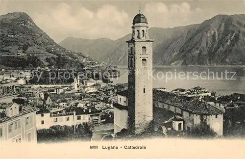 AK / Ansichtskarte Lugano Lago di Lugano Cattedrale Luganersee Alpenpanorama