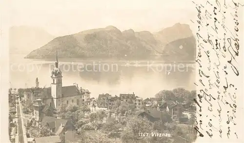 AK / Ansichtskarte Vitznau Vierwaldstaettersee Ortsansicht mit Kirche Alpen Kat. Vitznau