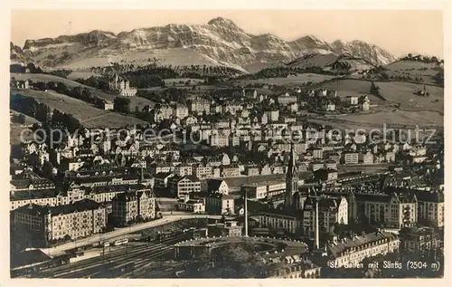 AK / Ansichtskarte St Gallen SG Stadtpanorama mit Saentis Appenzeller Alpen Kat. St Gallen
