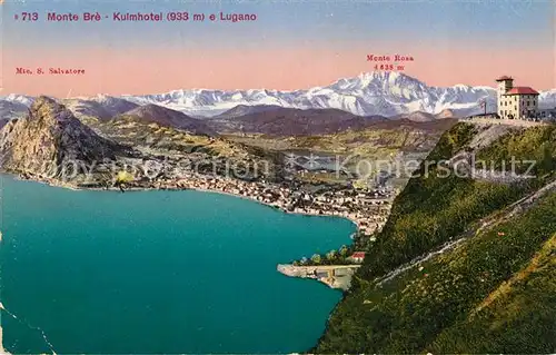 AK / Ansichtskarte Monte Bre Lugano Kulmhotel Luganersee Alpenpanorama Kat. Monte Bre