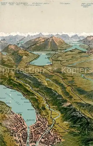AK / Ansichtskarte Zuerich ZH Zuerichsee und Umgebung Alpenpanorama aus der Vogelperspektive