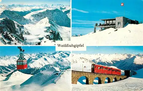 AK / Ansichtskarte Weissfluhgipfel Berghaus Gipfelbahn Parsennbahn Wintersportplatz Alpenpanorama Kat. Weissfluh