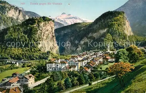 AK / Ansichtskarte Thusis gegen die Viamala Alpenpanorama Kat. Thusis