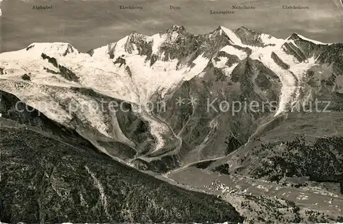 AK / Ansichtskarte Saas Fee Mischabelkette Feegletscher Hohbalengletscher Alpenpanorama Kat. Saas Fee