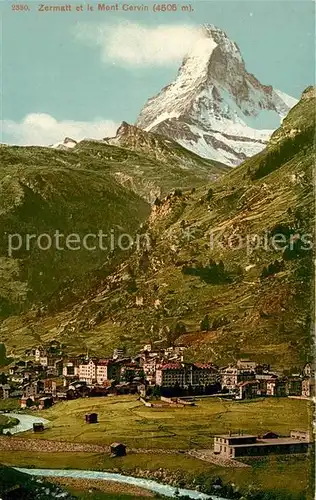 AK / Ansichtskarte Zermatt VS Panorama Blick zum Matterhorn Walliser Alpen Kat. Zermatt