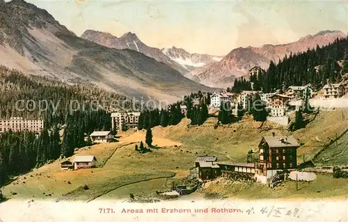 AK / Ansichtskarte Arosa GR Panorama mit Erzhorn und Rothorn Plessur Alpen Kat. Arosa
