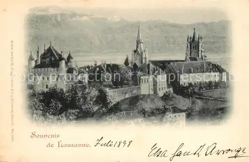 AK / Ansichtskarte Lausanne VD Souvenir de la ville Eglise Lac Leman Alpes Kat. Lausanne