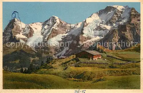 AK / Ansichtskarte Berner Oberland Landschaftspanorama Alphuette mit Eiger Moench und Jungfrau Berner Alpen Kat. Grindelwald