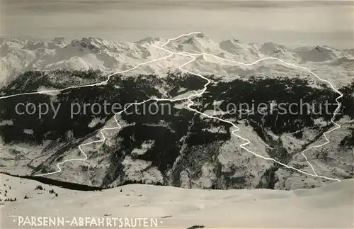 AK / Ansichtskarte Davos GR Parsenn Abfahrtsruten Wintersportplatz Alpen Kat. Davos