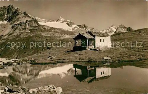 AK / Ansichtskarte Zermatt VS Schwarzsee Bergsee Berghuette Gebirgspanorama Walliser Alpen Kat. Zermatt