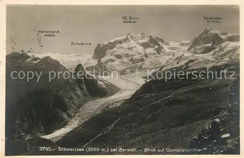 AK / Ansichtskarte Zermatt VS Panorama mit Schwarzsee Gornergletscher Walliser Alpen Kat. Zermatt