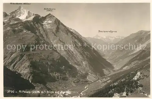 AK / Ansichtskarte Zermatt VS Riffelalp Fernsicht zu Berner Alpen Kat. Zermatt