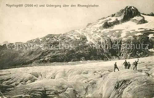 AK / Ansichtskarte Rhonegletscher Glacier du Rhone Naegelisgraetli und uebergang ueber den Gletscher Bergsteiger Kat. Rhone
