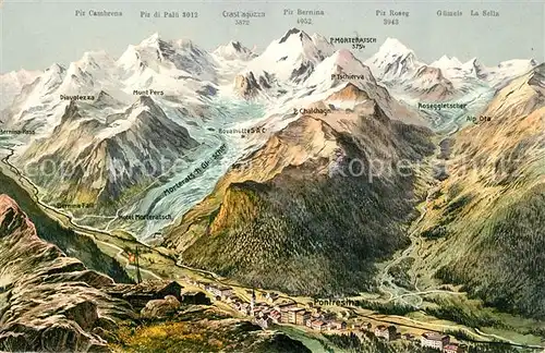 AK / Ansichtskarte Pontresina und Berninagruppe Alpenpanorama Kat. Pontresina