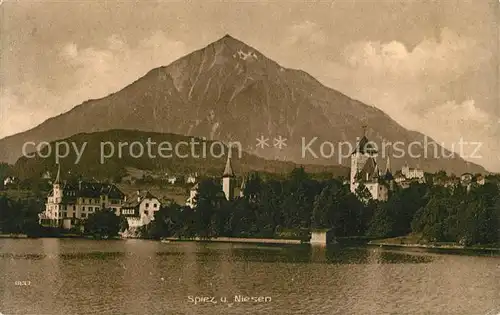 AK / Ansichtskarte Spiez BE Ansicht vom Thunersee Blick auf Niesen Kat. Spiez