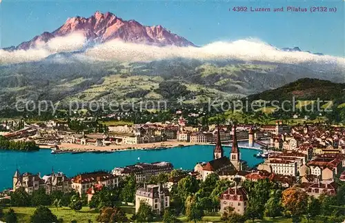 AK / Ansichtskarte Luzern Vierwaldstaettersee Panorama mit Blick zum Pilatus