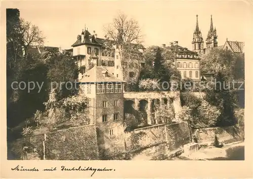 AK / Ansichtskarte Basel BS Muenster mit Deutschrittergarten Stadtmauer Kat. Basel