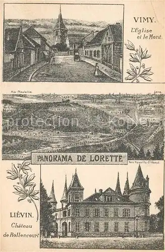 AK / Ansichtskarte Vimy Panorama de Lorette Eglise Mont Chateau de Rollencourt Kat. Vimy