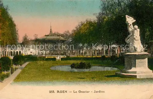 AK / Ansichtskarte Agen Lot et Garonne Le Gravier Jardins Monument Pavillon Kat. Agen