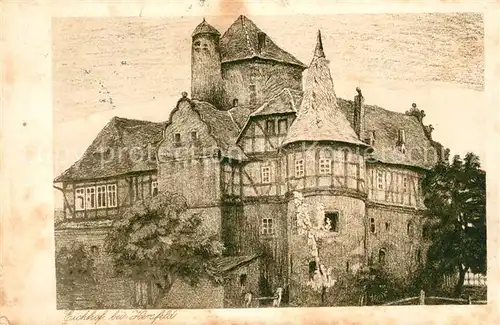 AK / Ansichtskarte Eichhof Bad Hersfeld Schloss Zeichnung Kuenstlerkarte Kat. Bad Hersfeld