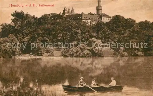 AK / Ansichtskarte Homburg Bad Schloss Teich Ruderboot Kat. Bad Homburg v.d. Hoehe