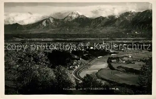 AK / Ansichtskarte Villach Kaernten Gesamtansicht mit Alpenpanorama Mittagskogel Karawanken Kat. Villach