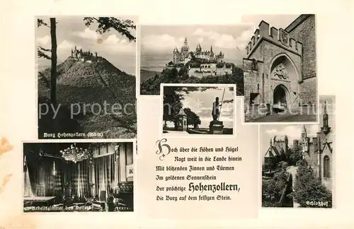 AK / Ansichtskarte Hechingen Burg Hohenzollern Arbeitszimmer des Kaisers Schlosshof Kat. Hechingen