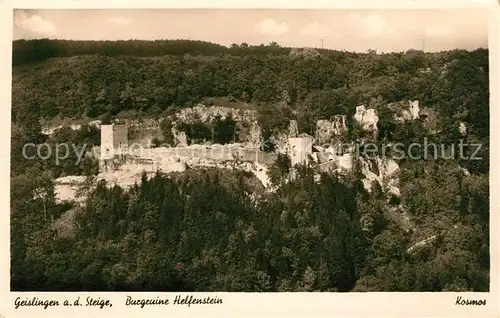 AK / Ansichtskarte Geislingen Steige Burgruine Helfenstein Fliegeraufnahme Kat. Geislingen an der Steige